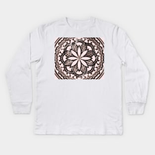 Marble mandala - striking black and rose gold Kids Long Sleeve T-Shirt